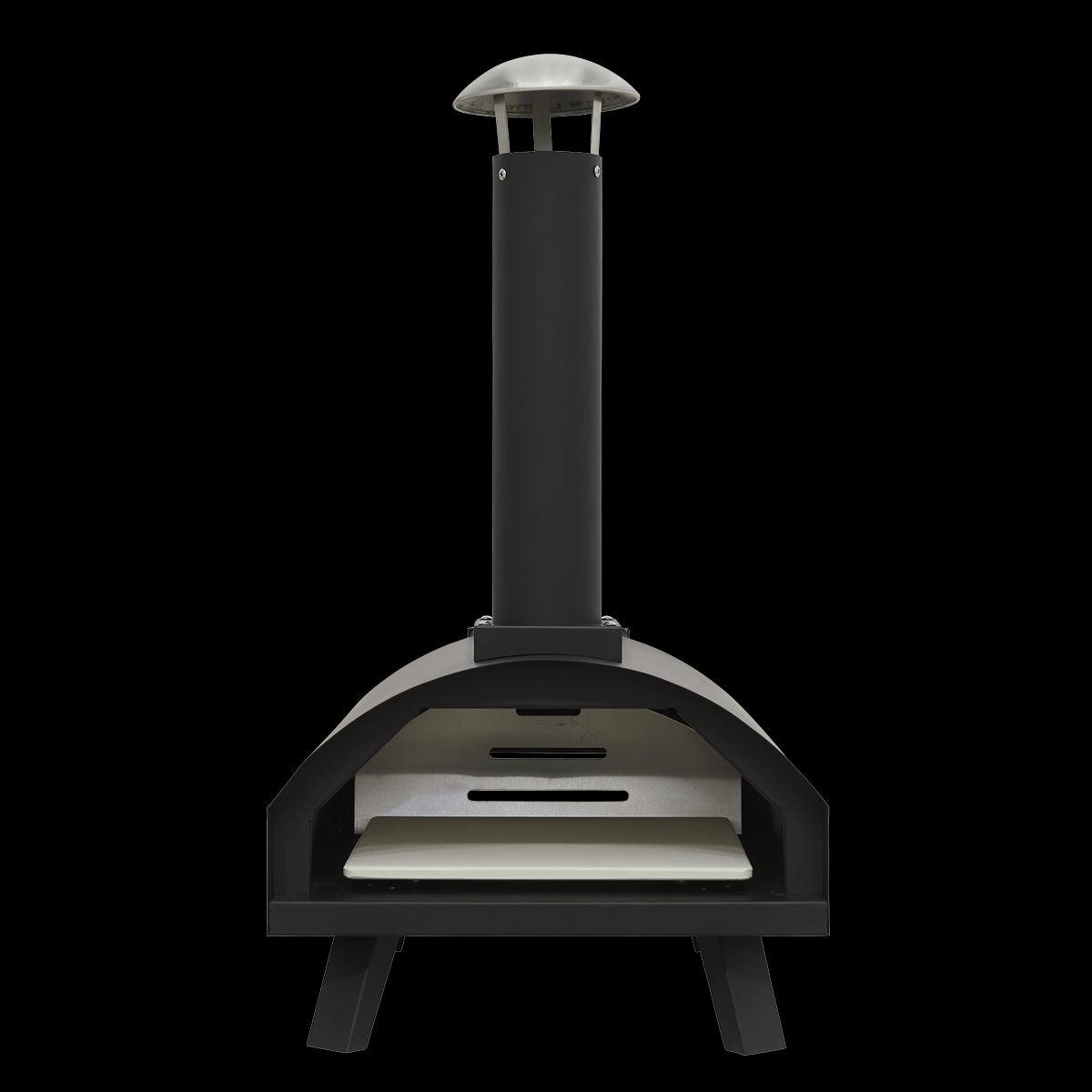 Dellonda Portable Wood-Fired 14" Pizza Oven and Smoking Oven Black/Stainless Steel