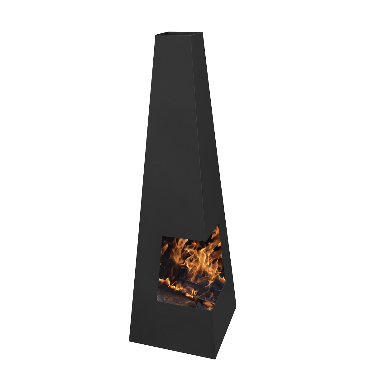 Dellonda Chiminea Wood Burner Heater for Outdoors W45cm x H150cm - Black Steel