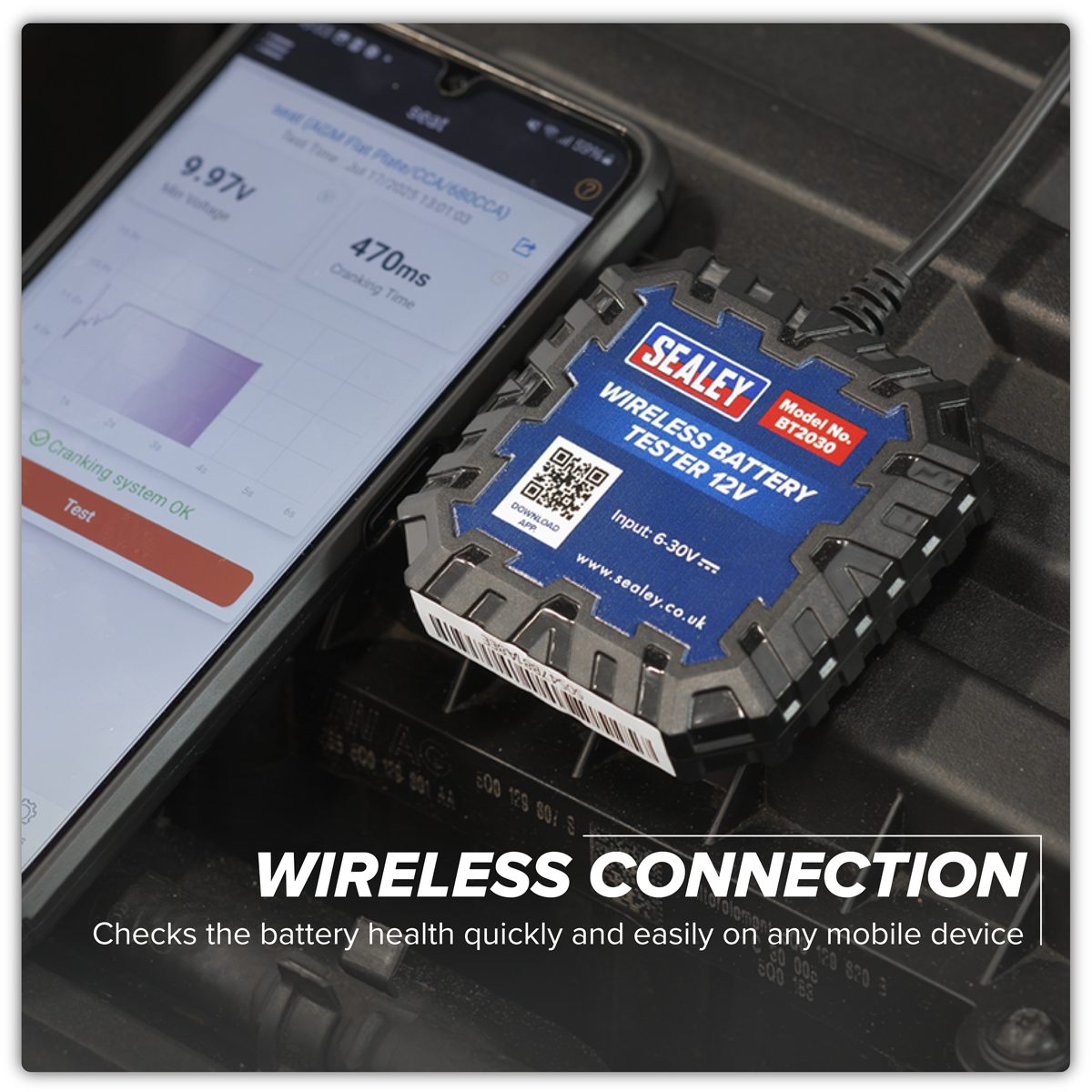 Sealey Wireless Battery Tester BT2030 DC 6V-30V
