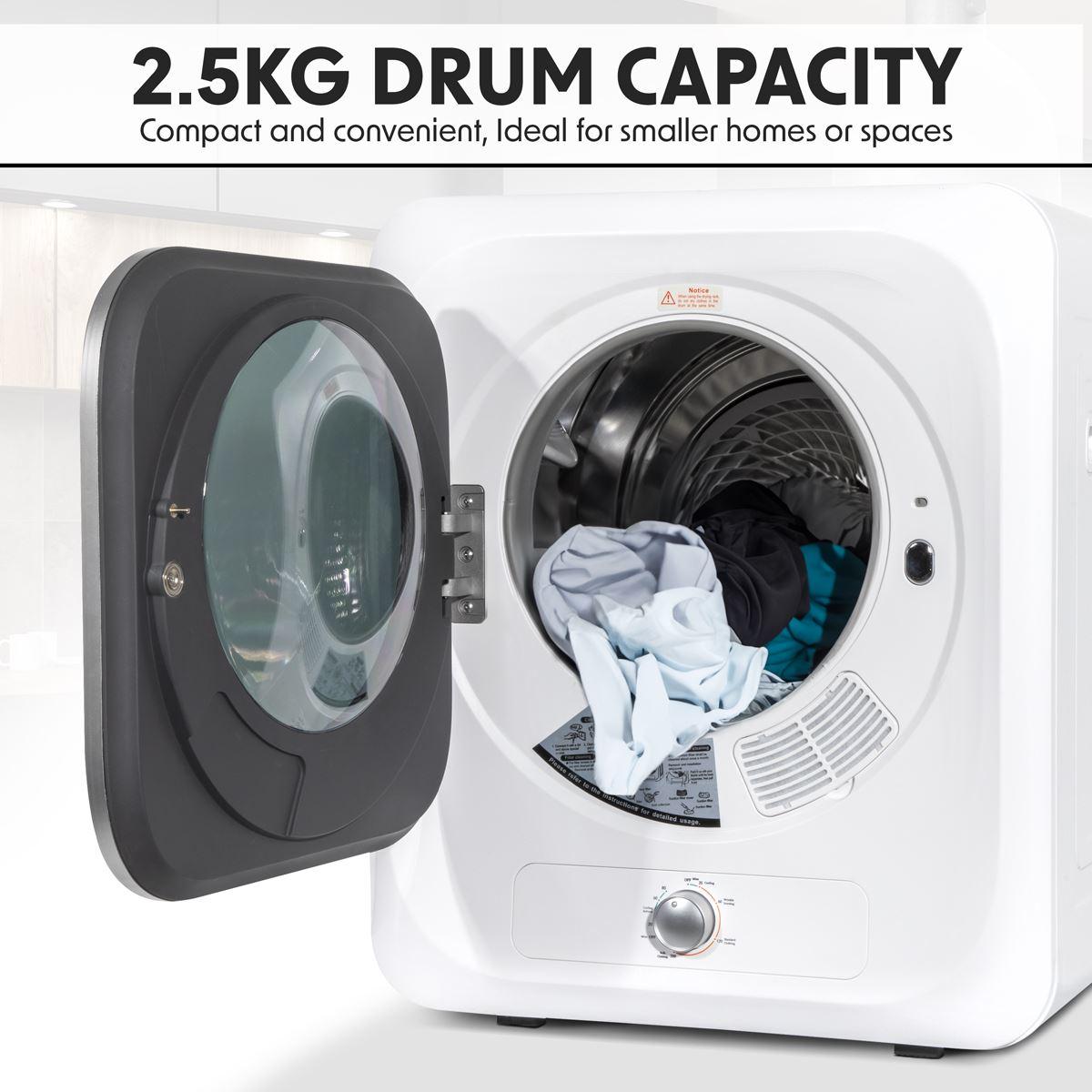Baridi 2.5kg Portable Tumble Dryer with Mechanical Controls