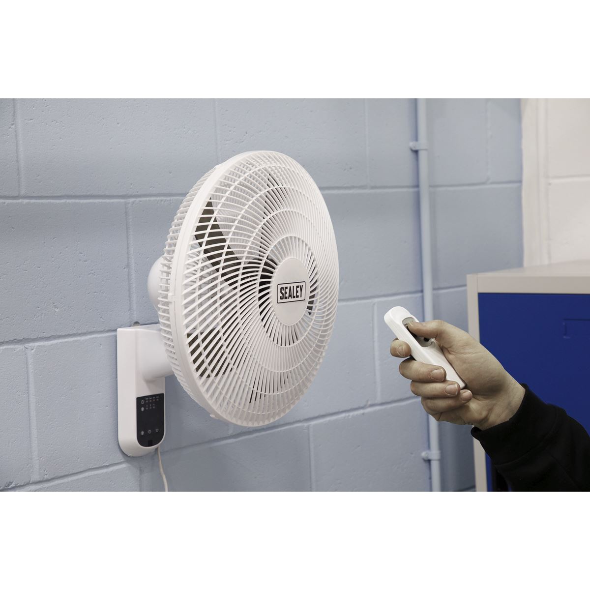 SEALEY 16" Wall Mounted 3-Speed Oscillating Cool Fan With Remote Control SWF16WR