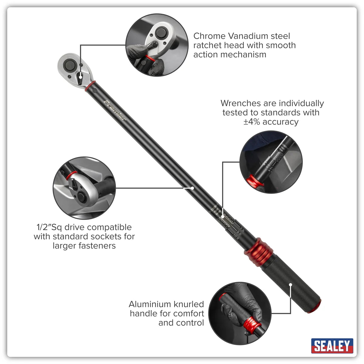 Sealey Torque Wrench Set 1/2" Drive 60-330Nm 8 Piece