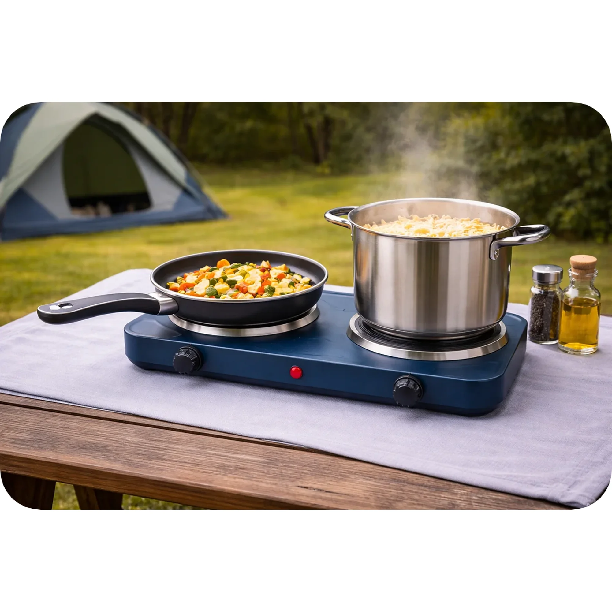 Quest Slate Double Hotplate for Camping