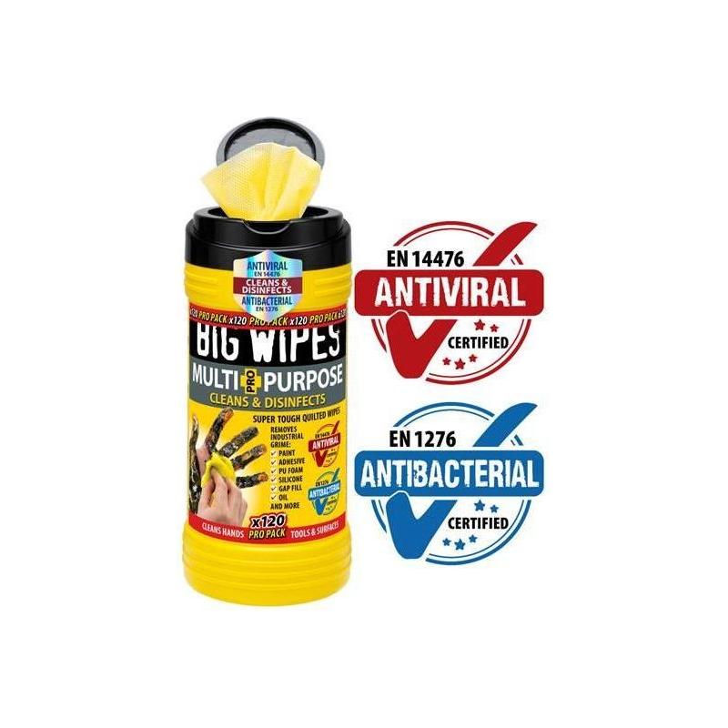Big Wipes Multi-Purpose Pro+ Antiviral Wipes (Pro Pack Tub 120)