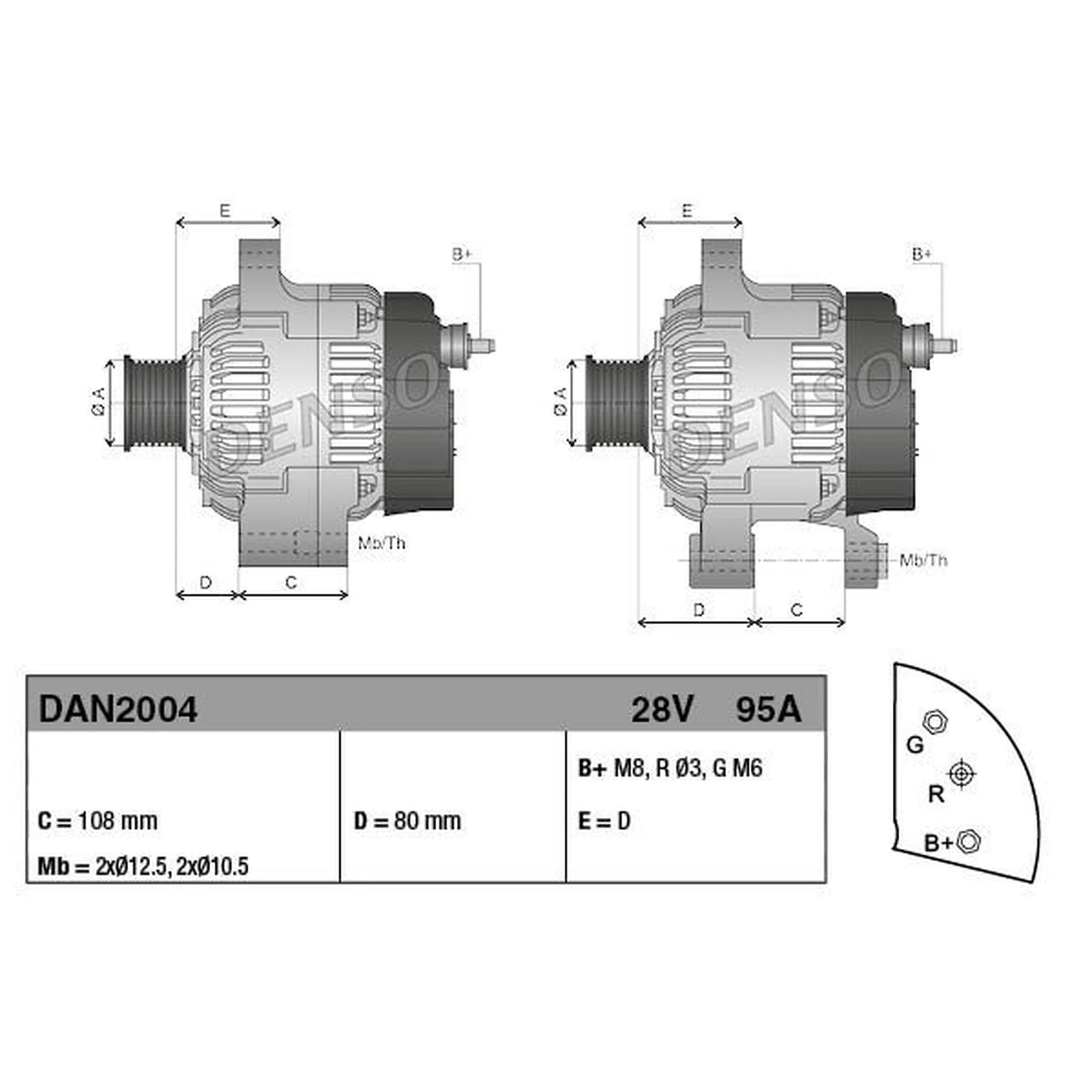 Denso Car Alternator 12V DAN2004