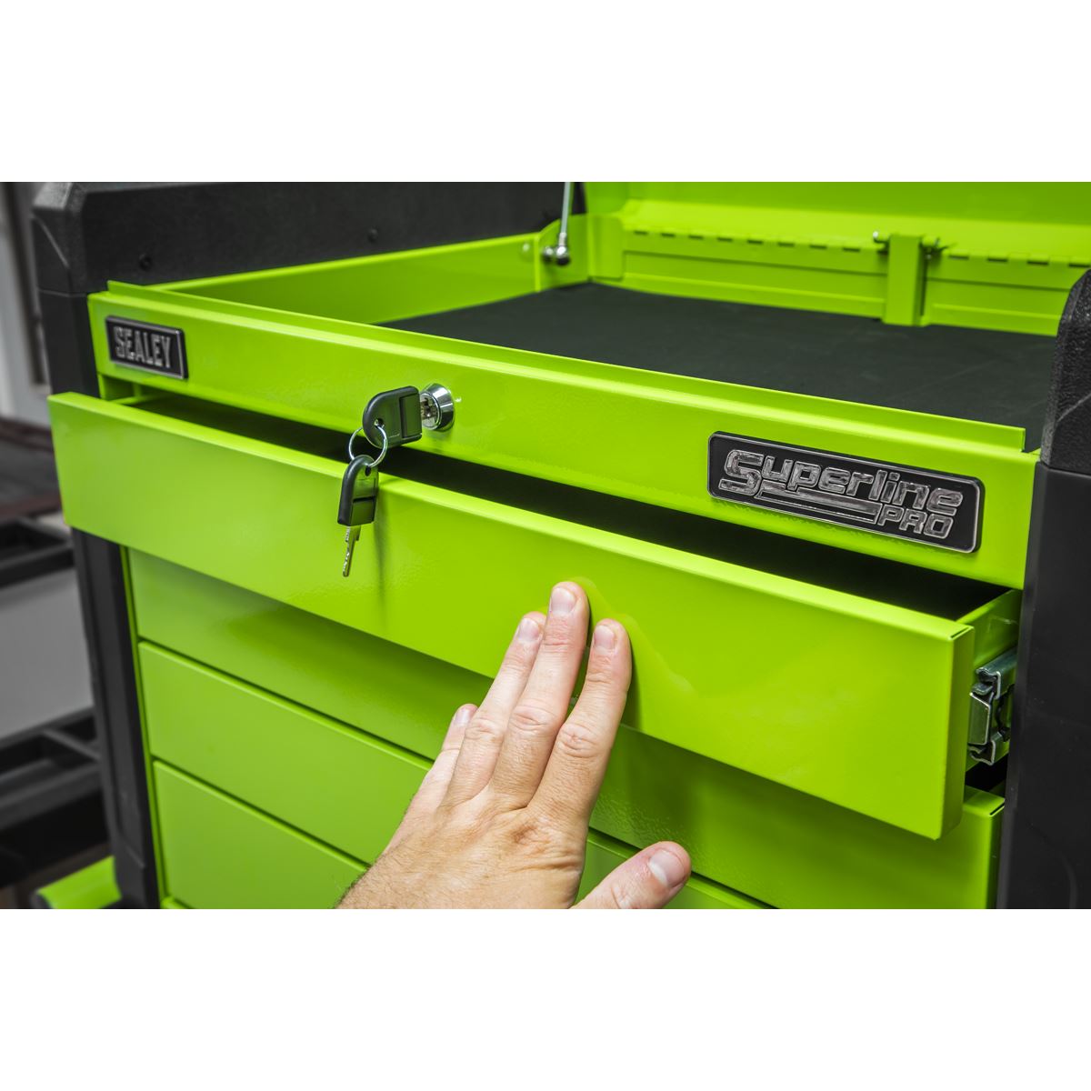 Superline Pro Superline PRO Push-to-Open Topchest 4 Drawer - Green APPD4G