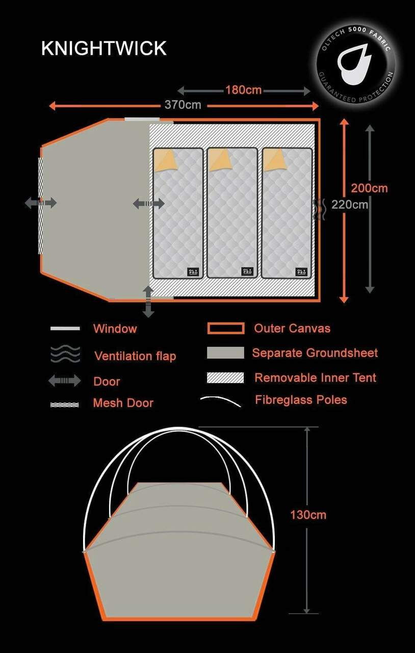 Olpro Knightwick 2.0S - 3 Person Tent (Riptop)