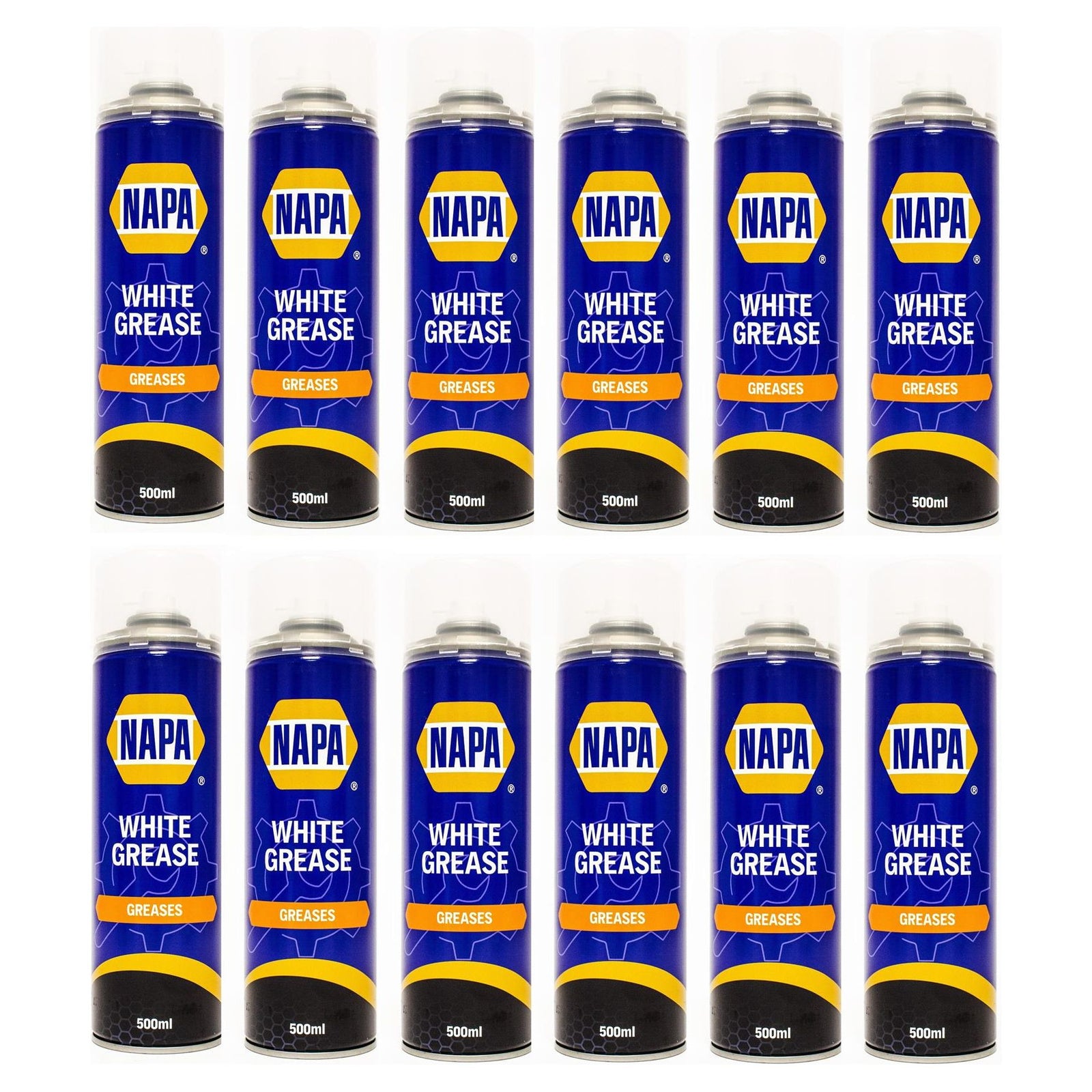 12x NAPA High Performance White Lithuim Grease 500ml Lubrication Spray Aerosol