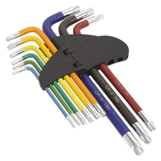 Sealey Twin Pack Long Ball-End Allen Hex Key & Torx Trx Star Multi-coloured Set