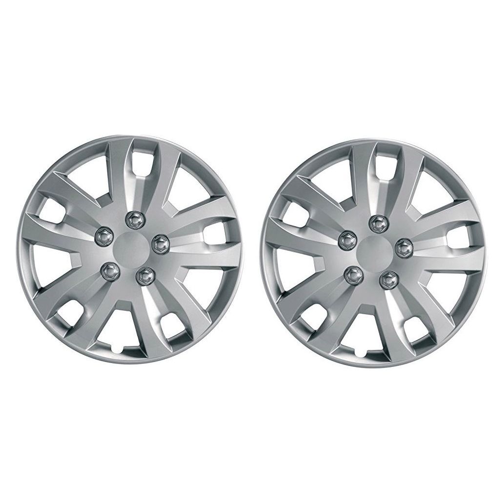 Pair Of Silver 14" Universal Caravan Wheel Trims Hub Caps