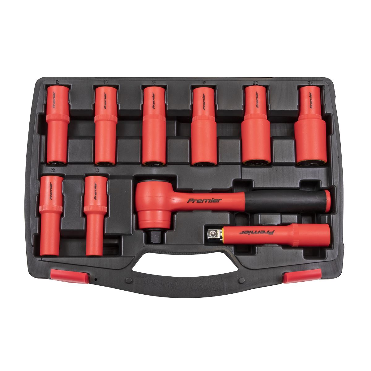 Sealey Insulated Socket Set 10pc 1/2"Sq Drive 6pt WallDrive VDE Approved AK7943