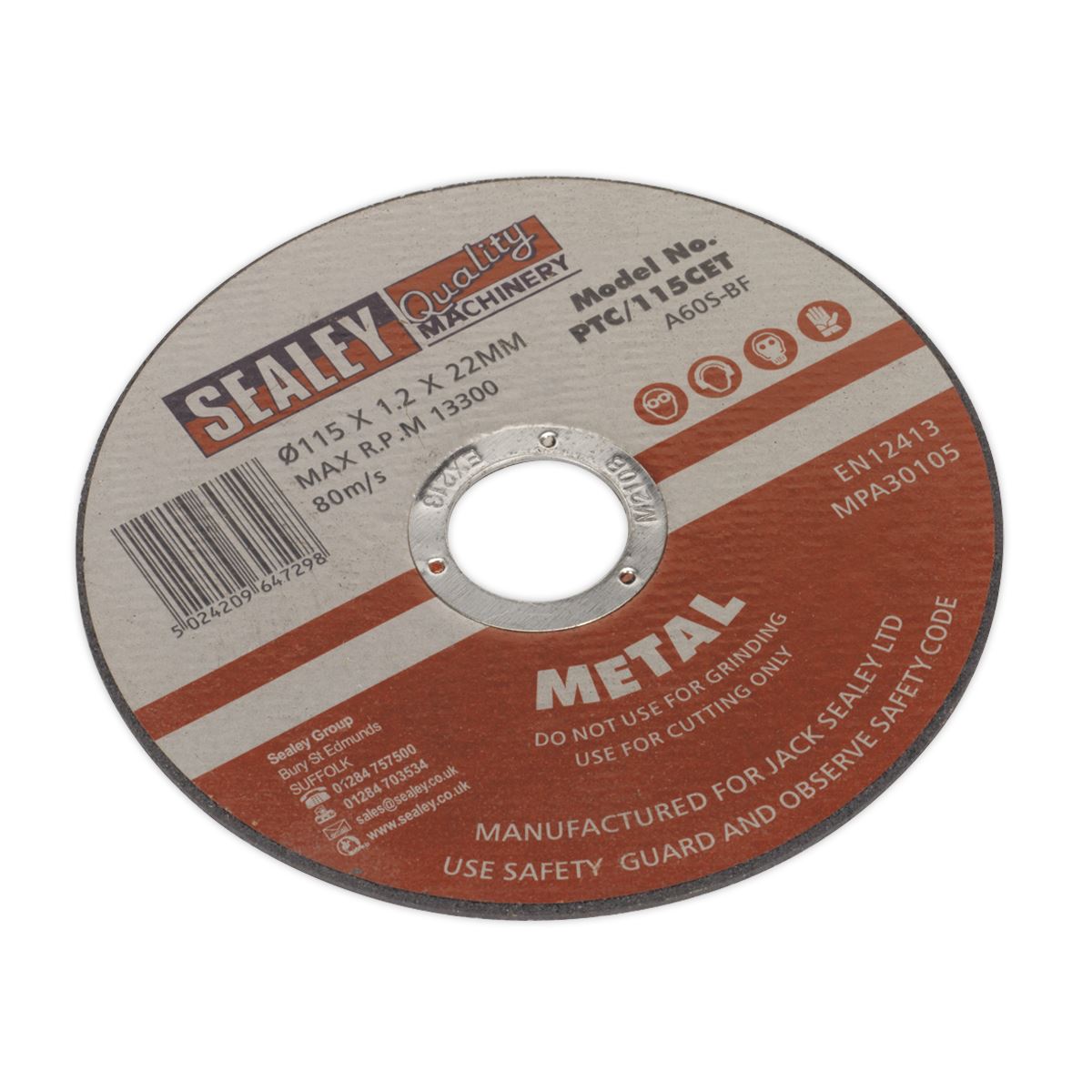 Sealey 10 Pack 115mm x 1.2mm Stainless Steel Metal Cutting Slitting Discs Tinned