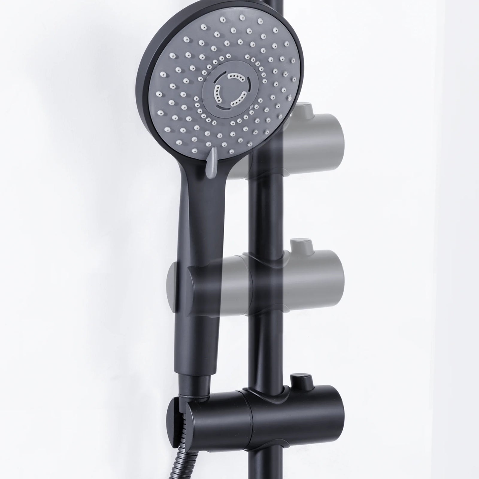 Baridi Thermostatic Shower Mixer Set 20cm Round Head Adjustable Rail
