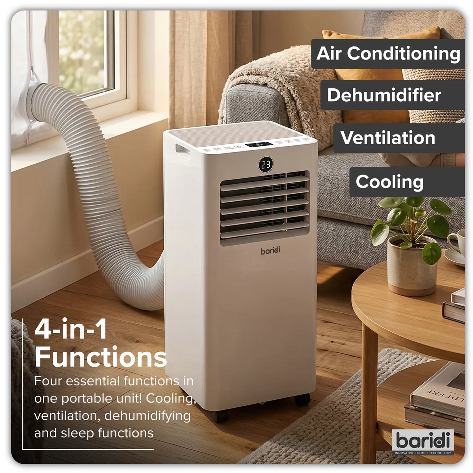 Baridi 4-in-1 Portable Air Conditioner DH412 5000Btu/hr