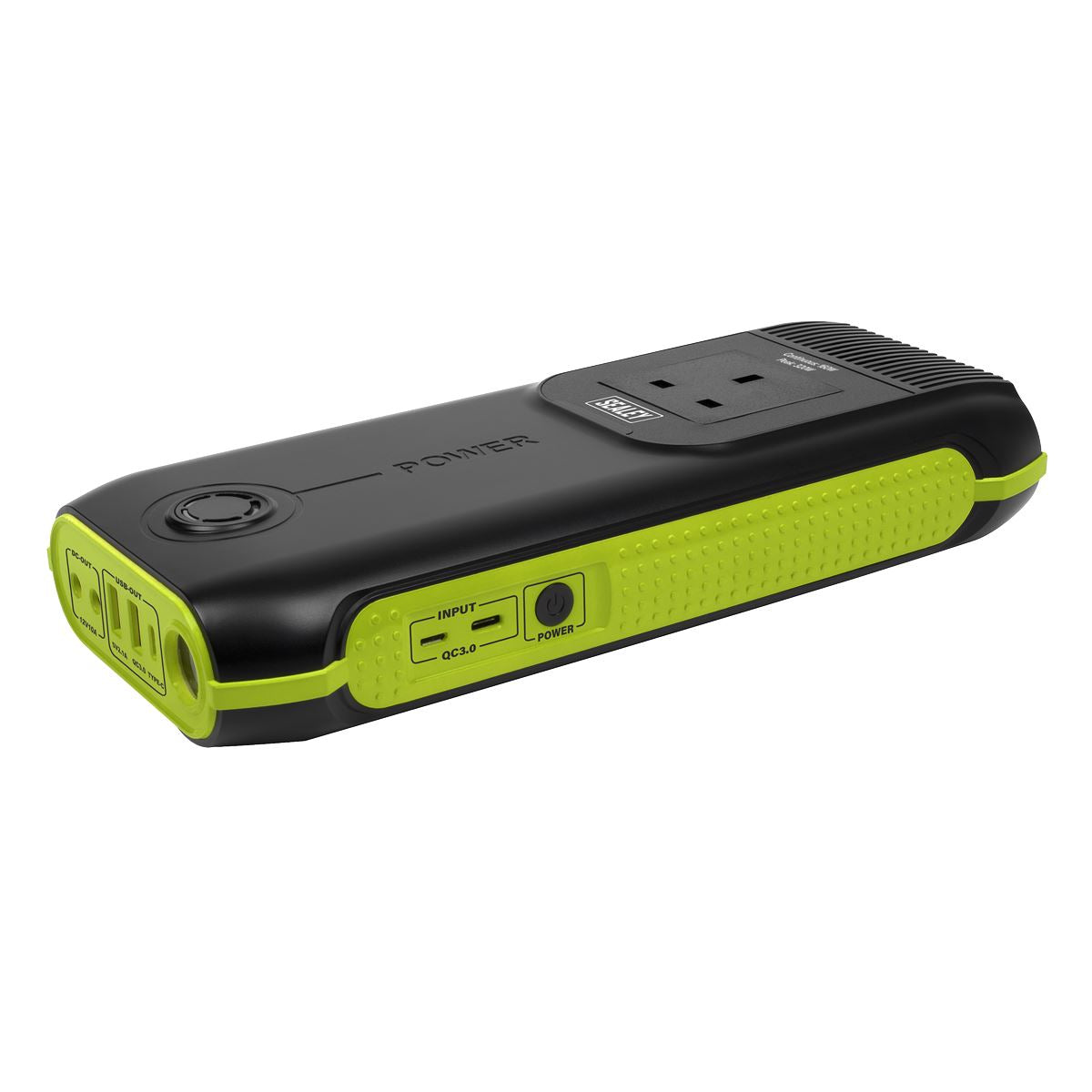 Sealey 31200MAH Power Bank Pack Charger with AC 3 Pin Plug & 2x USB & Light
