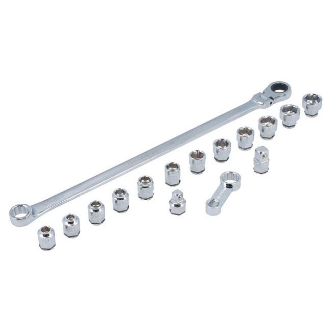 Laser Extra Long Flexible Ratchet Wrench/Socket Set 16pc 8662