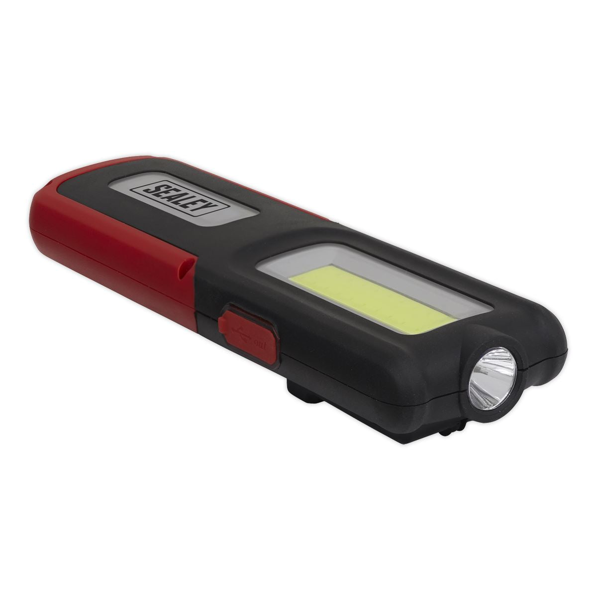 Sealey LED318 Rechargeable Inspection Lamp 5W COB + 3W LED + Power Bank Red