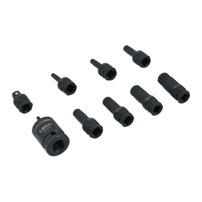 Laser Dual Drive Spline Impact Bit Socket Set 9pc 7979