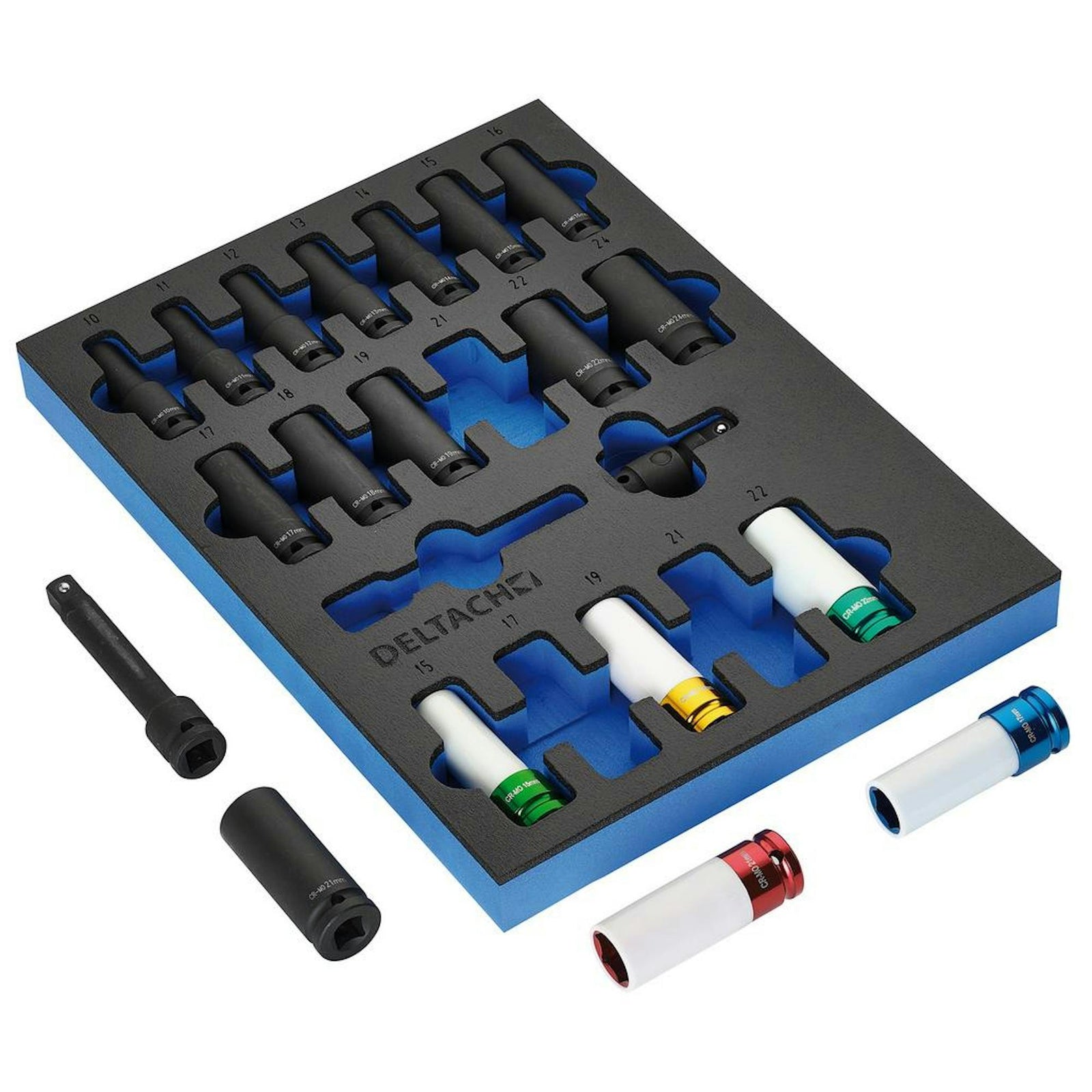 BUNKER Impact Socket Set in EVA Foam Inlay, 1/2" (20 Piece) - DELTACH-561025