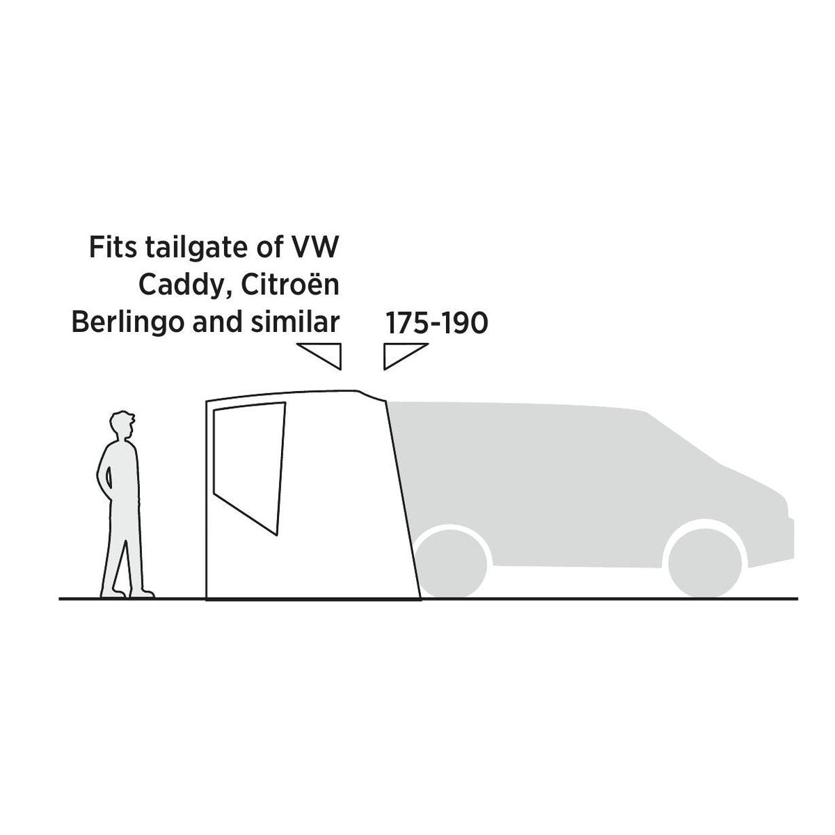 Easy Camp Krossbu Mini Tailgate Awning 175-190cm Caddy Berlingo Rifter