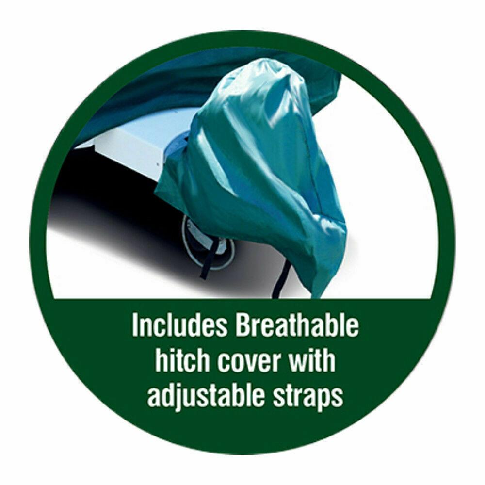 Maypole Green Caravan Cover Full 4-Ply Premium Breathable + Hitch Cover 19-21ft
