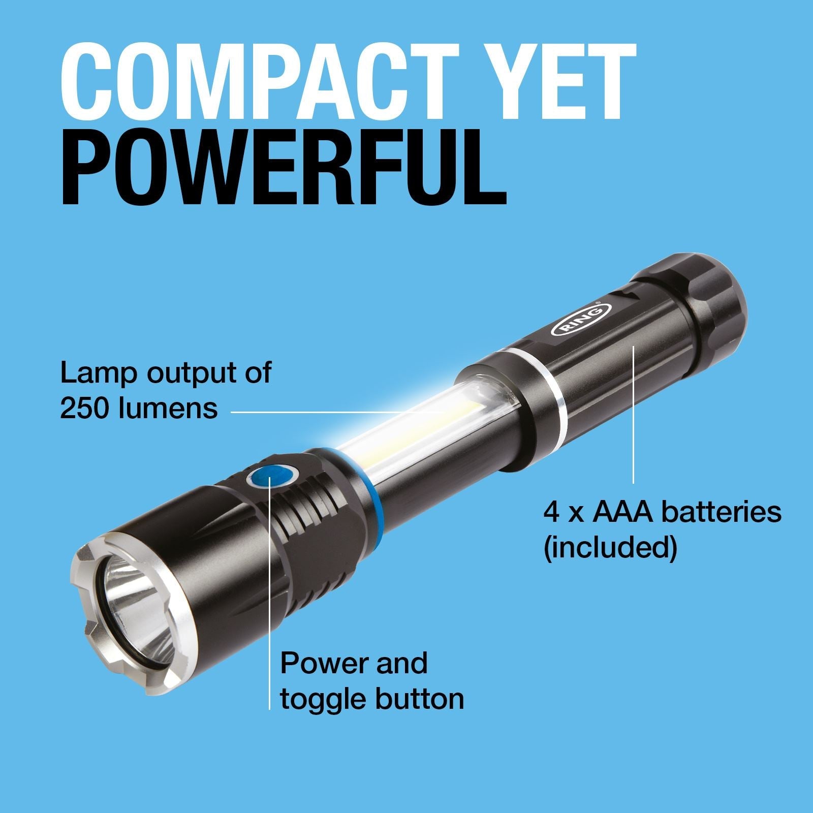 CCA Ring Telescopic LED Torch with Lamp - RT5195