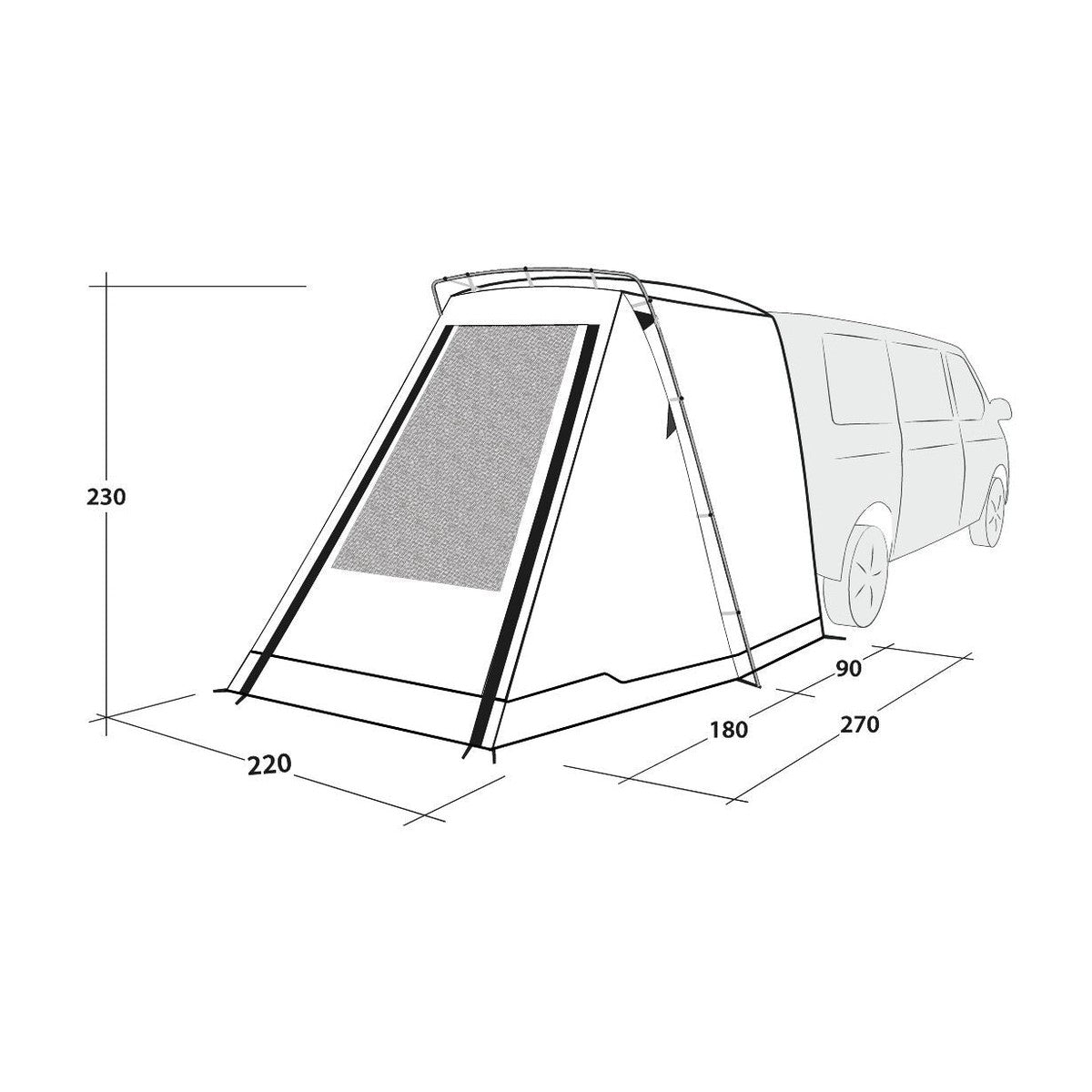 Outwell Sand Van Campervan Tailgate Rear Awning 175-205cm for VW Mercedes