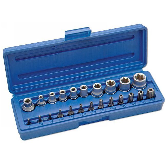 Laser Star Socket & Bit Set 1/4"D, 3/8"D 23pc 3081