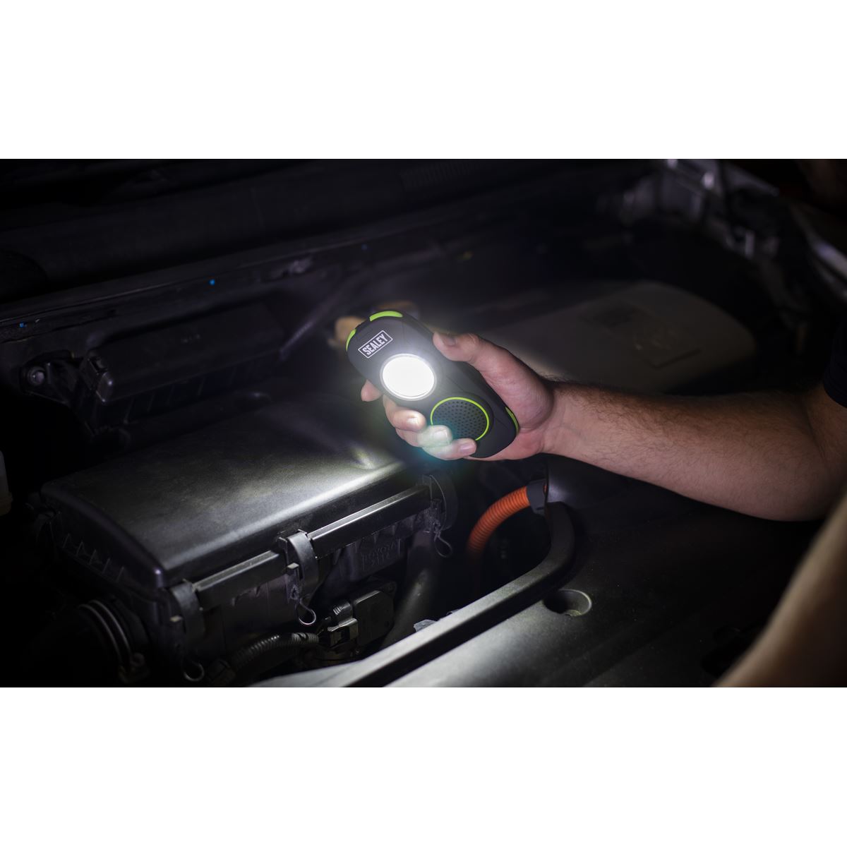 Sealey Rechargeable Torch Light Wireless Speaker 10W COB LED 500 Lumens Lamp