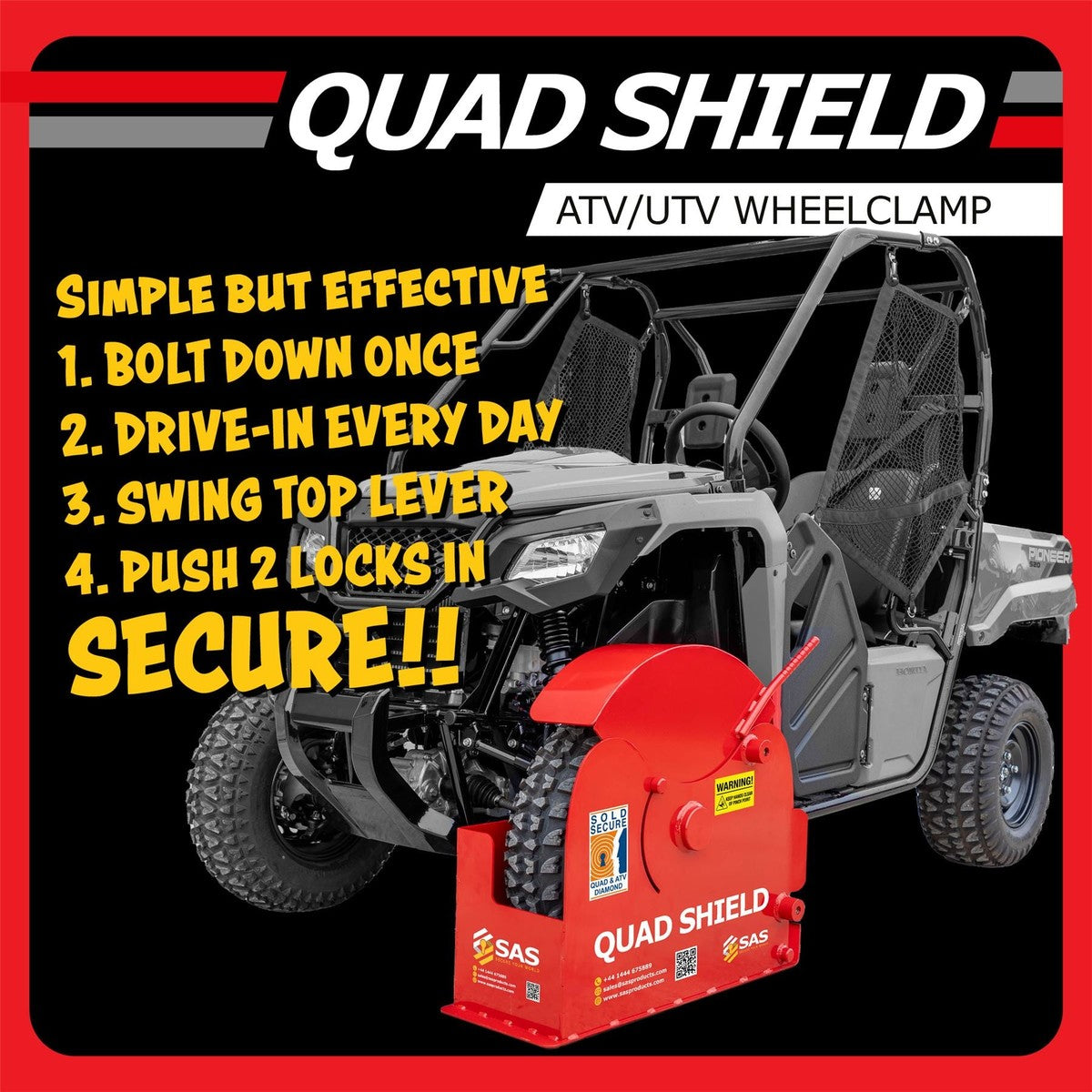 SAS Quad Shield Wheelclamp Xl Size / Lock Keyed Alike