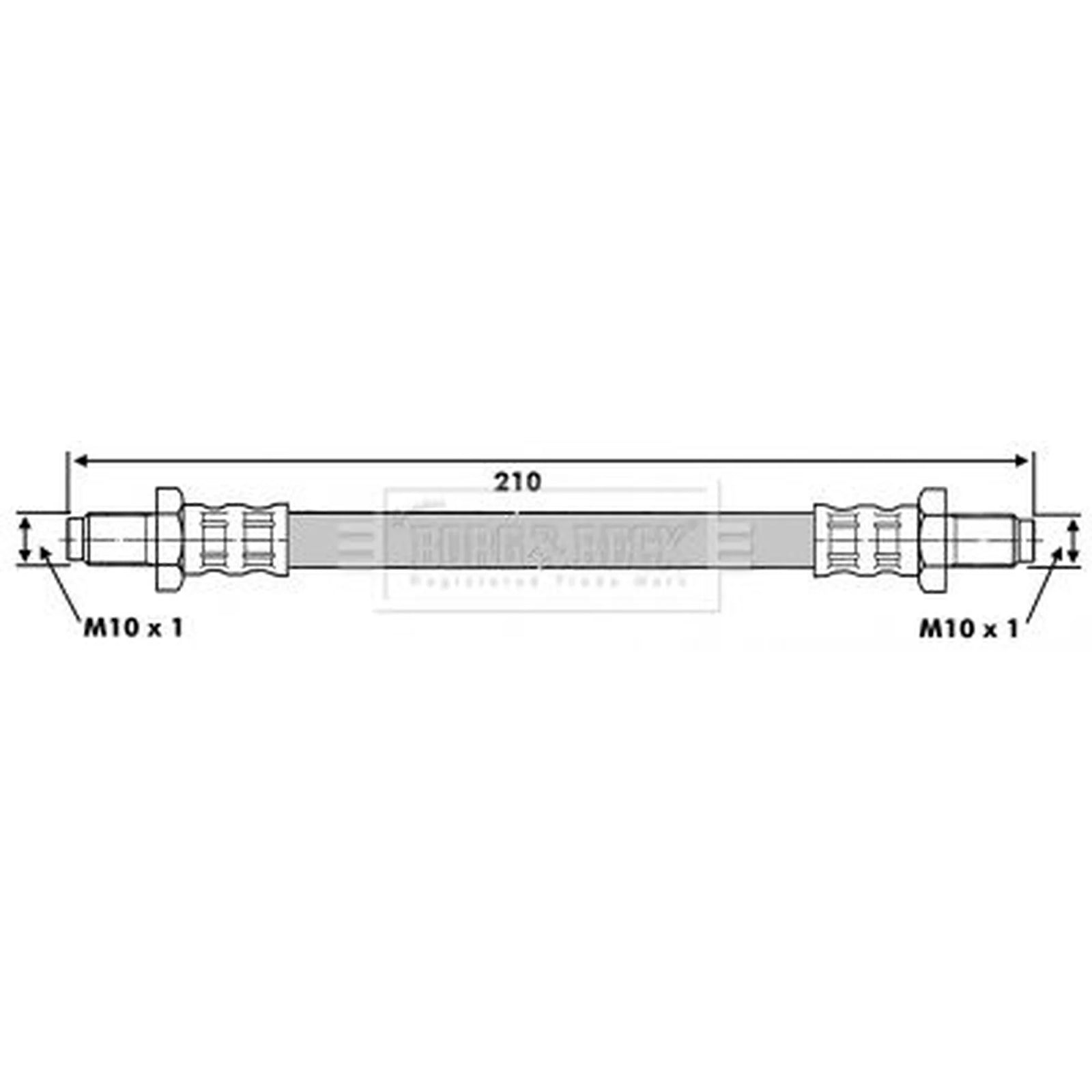 Borg & Beck Brake Hydraulic Hose Line Front Right BBH6074