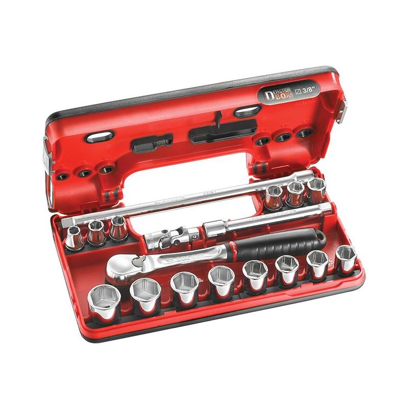 Facom 3/8in Drive 6-Point Detection Box Socket Set, 18 Piece
