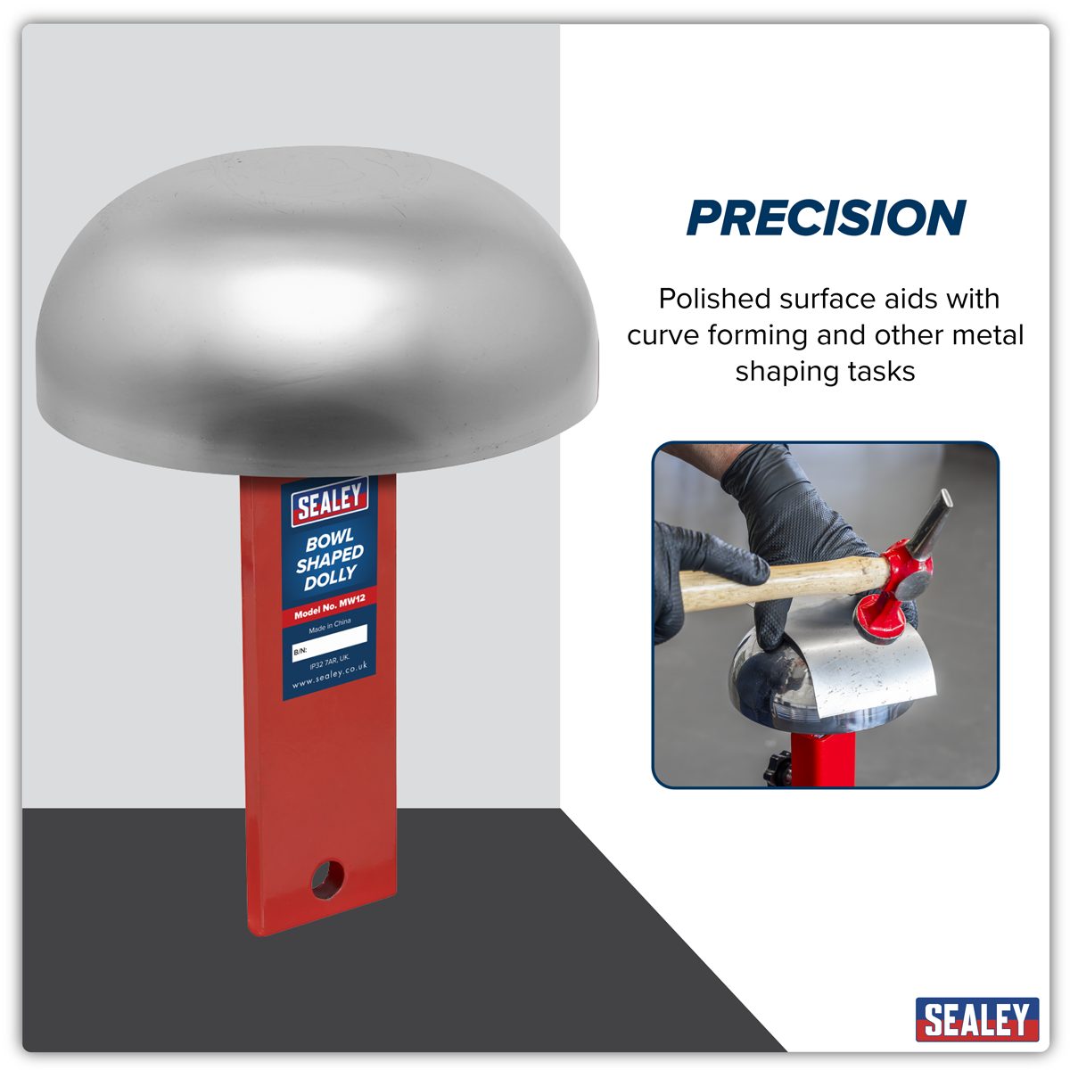 Sealey Bowl Shaped Dolly MW12 Ø5.9" for Bodywork Metal Forming
