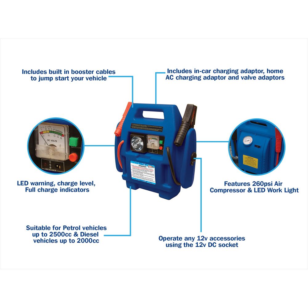 12V 900A Car Van Battery Jump Starter Start Booster Compressor LED Power Pack
