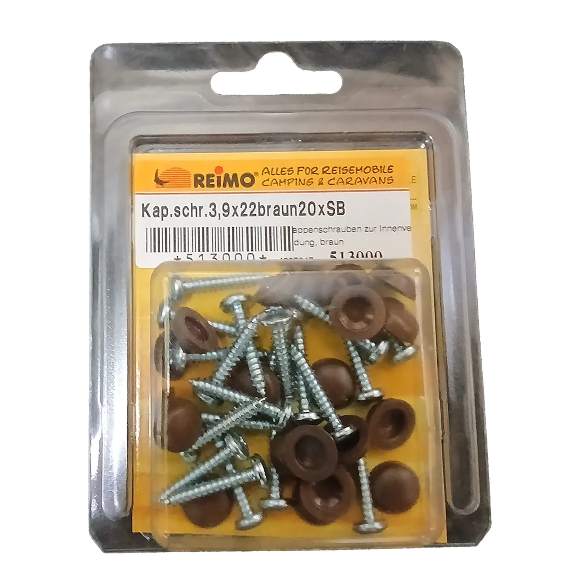 Reimo Screws 3.9x22mm with Brown Cap Covers – Pack of 20