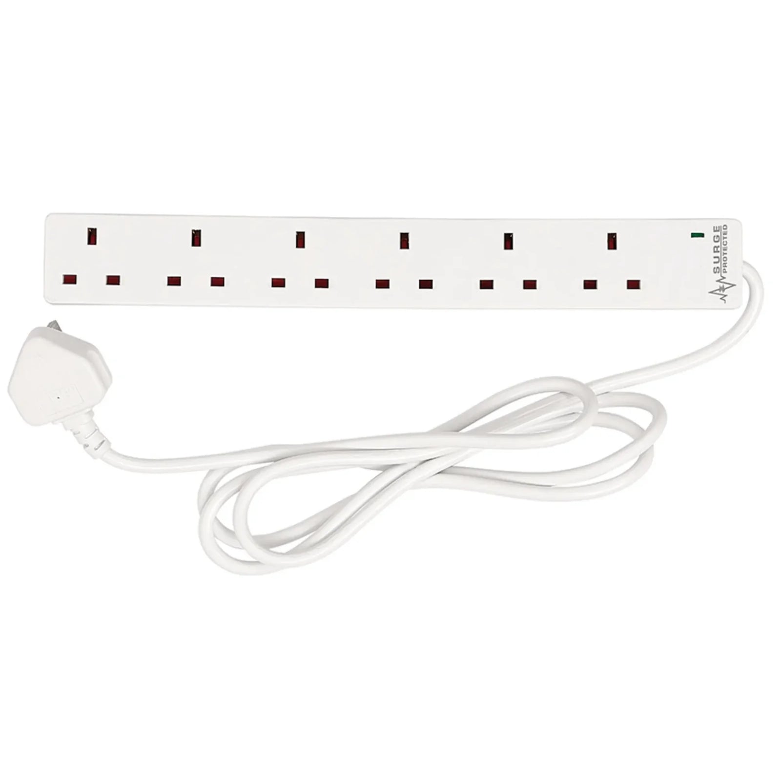 Draper 6 Way Extension Lead 2m with Surge Protection