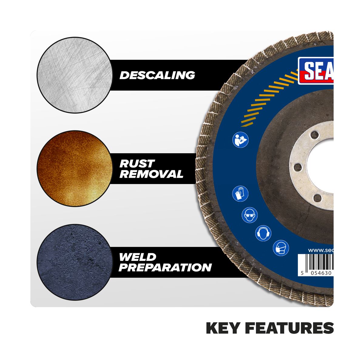 Sealey 115mm Zirconium Flap Discs 40Grit 22mm Bore - Pack of 10 FD1154010