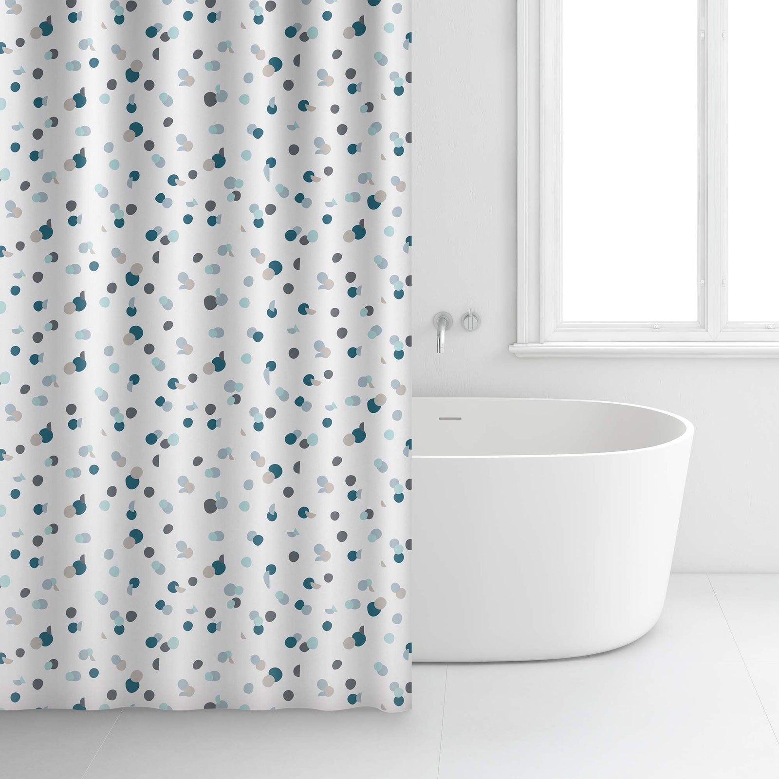Shower Curtain White & Green Dot 234701