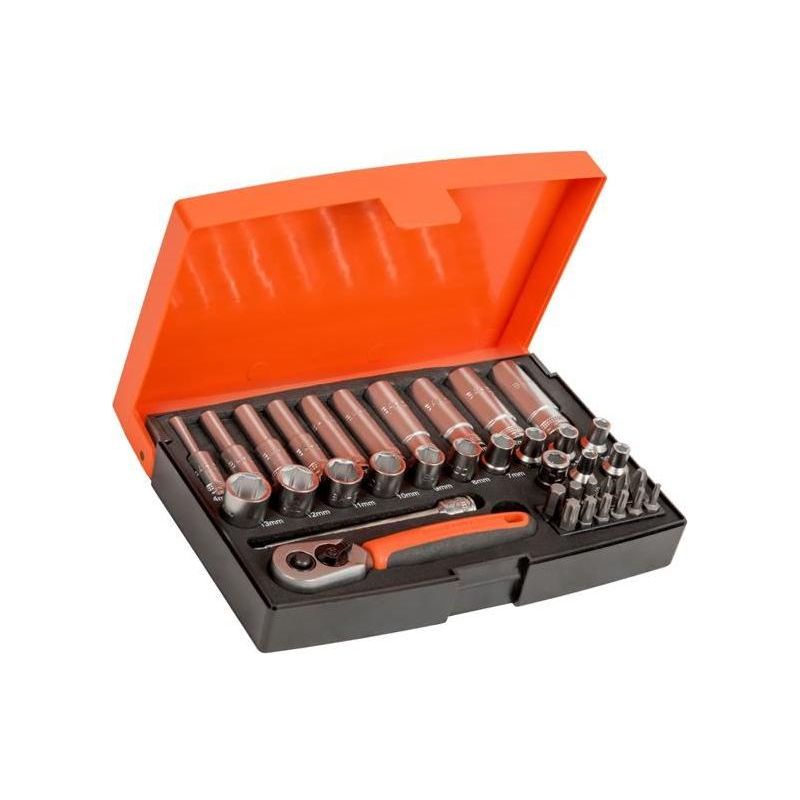 Bahco SL25L 1/4in Deep Drive Socket Set, 37 Piece
