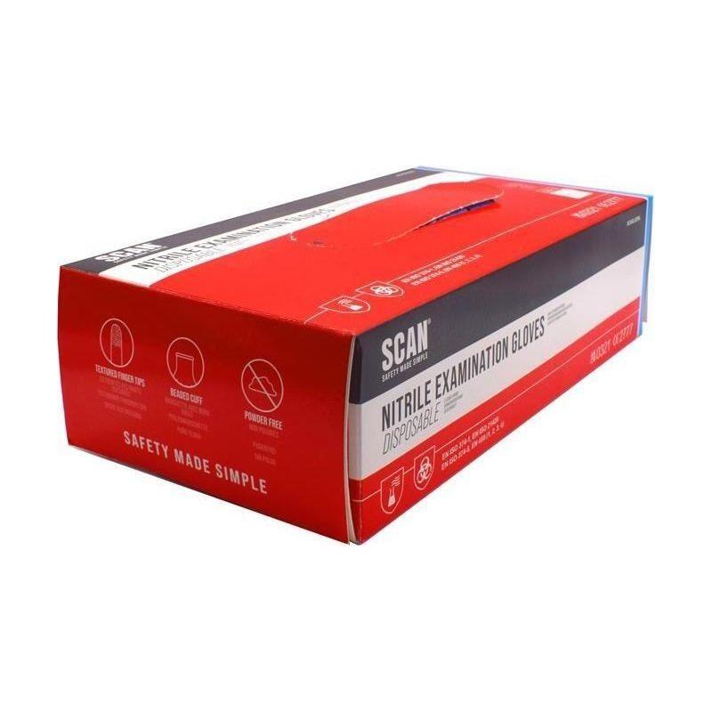 Scan Blue Nitrile Disposable Gloves Medium (Box of 100)
