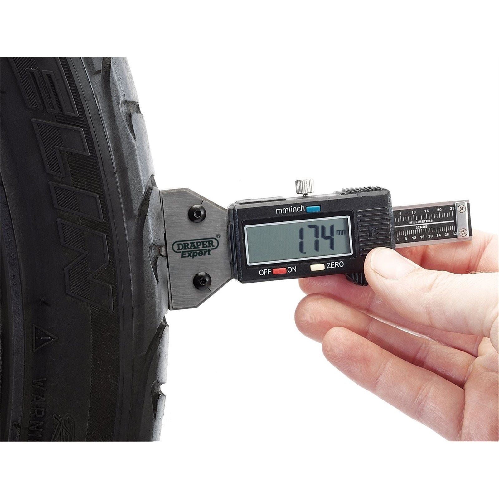 Draper Digital Tyre Tread Depth Gauge with Stainless Steel Body 39591