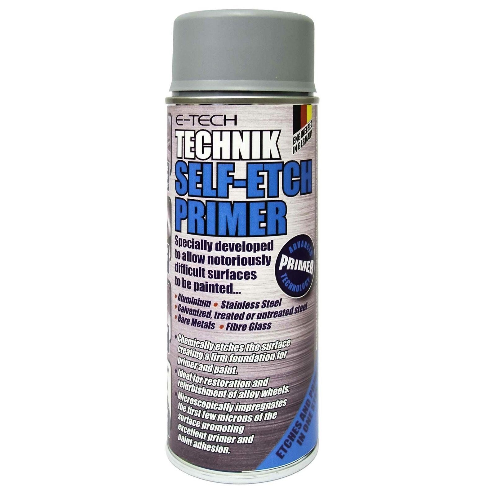 3x E-Tech Technik Self Etch Primer 400ml Can for Bare Metals Alloy Wheels Glass