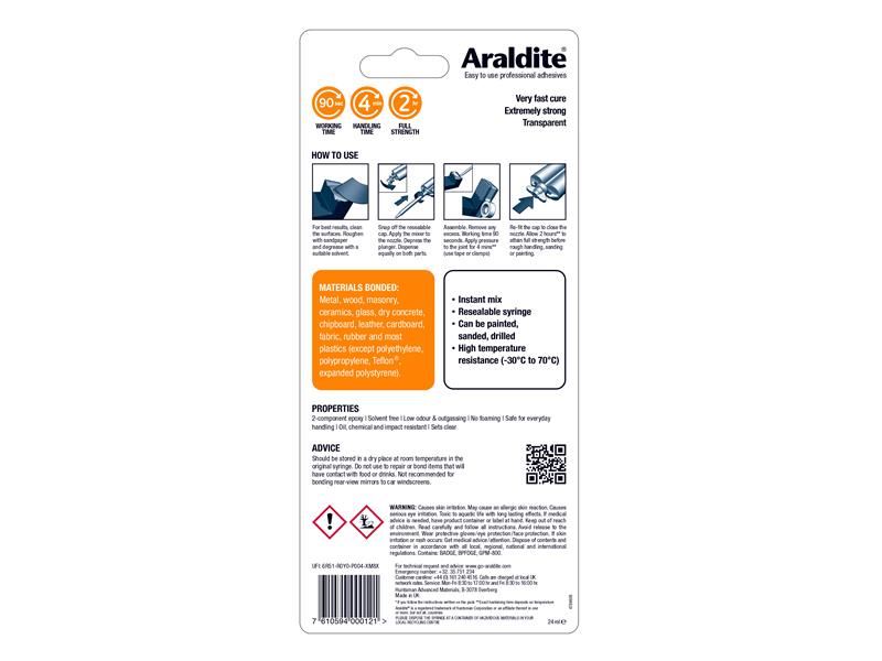 Araldite Instant Epoxy Syringe 24ml