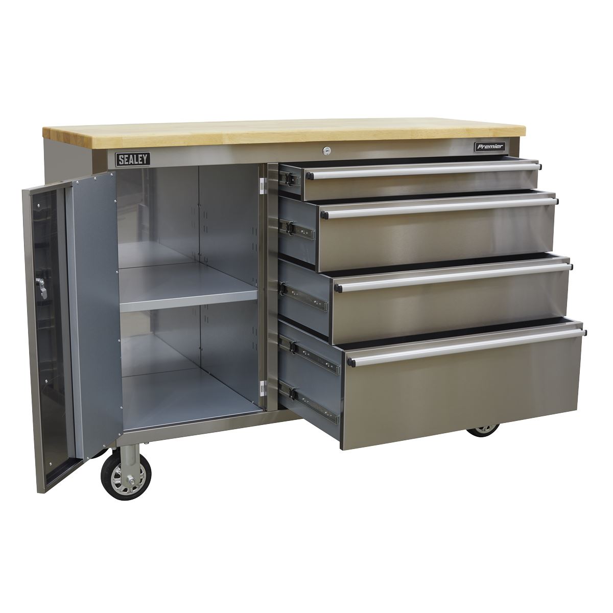 Sealey Mobile Stainless Steel Tool Cabinet 4 Drawer AP4804SS