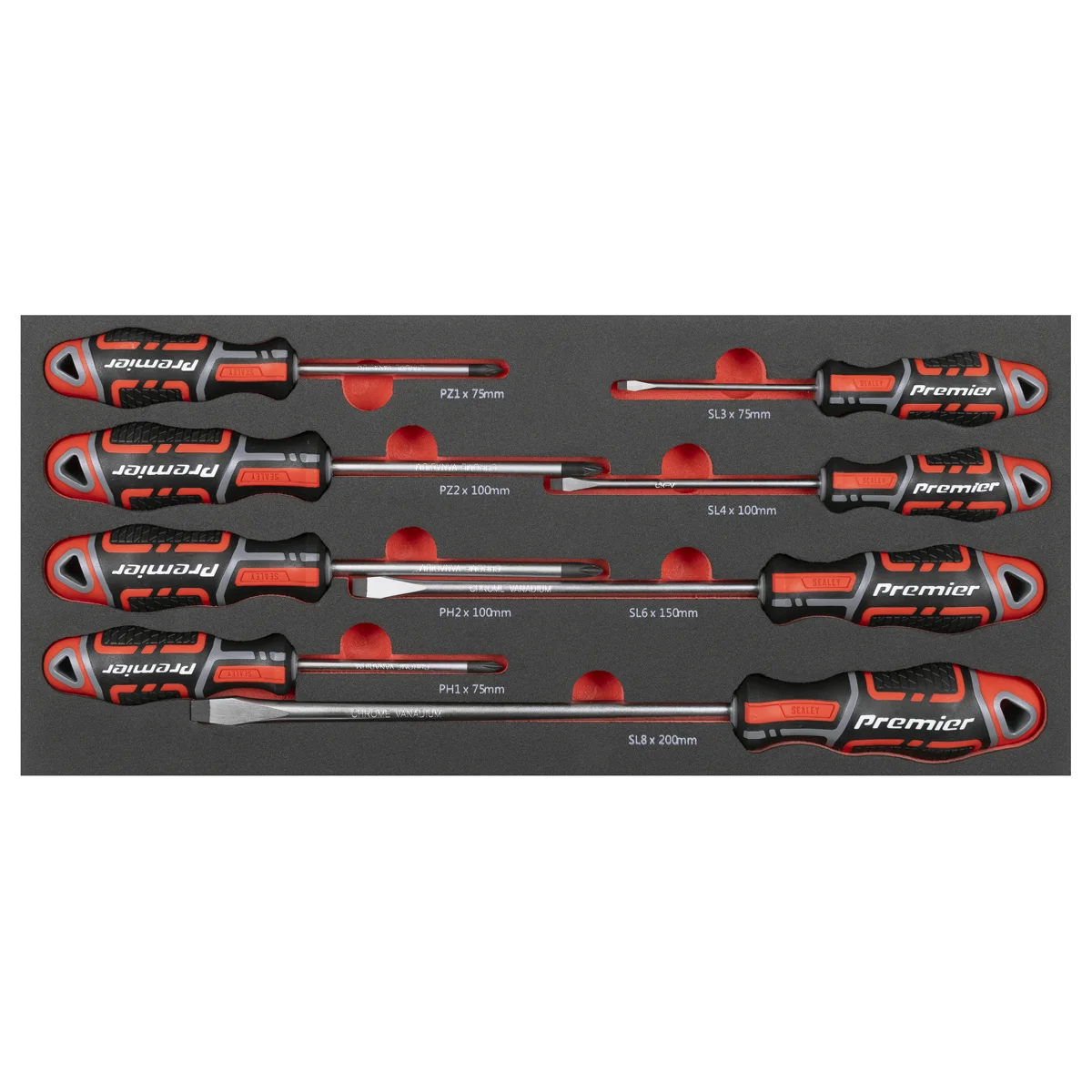 Sealey Premier Screwdriver Set TBT53 8 Piece with Tool Tray