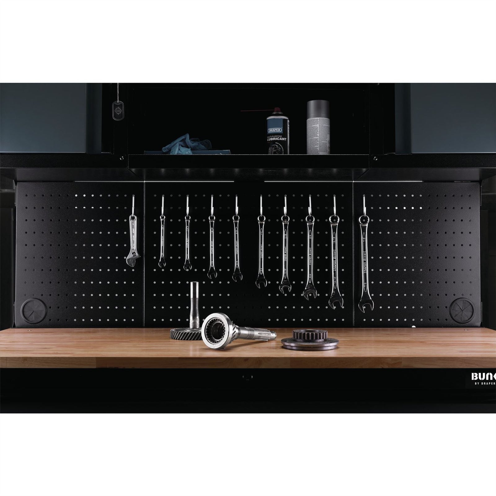 Draper BUNKER Roller Workstation with Workbench, 10 Drawer, 56", Grey