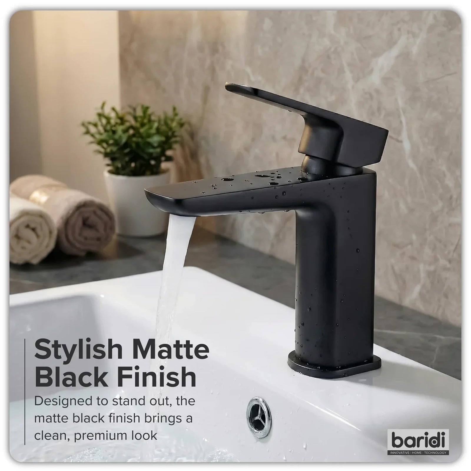 Baridi Basin Mixer Tap DH393 Matt Black