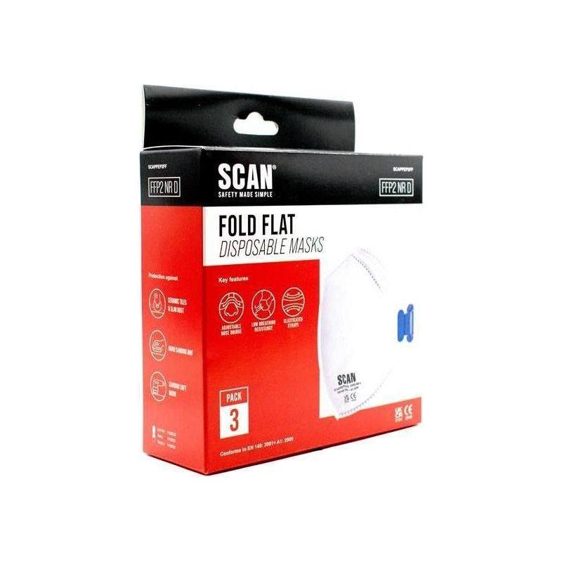 Scan Fold Flat Disposable Mask FFP2 Protection (Pack 3)