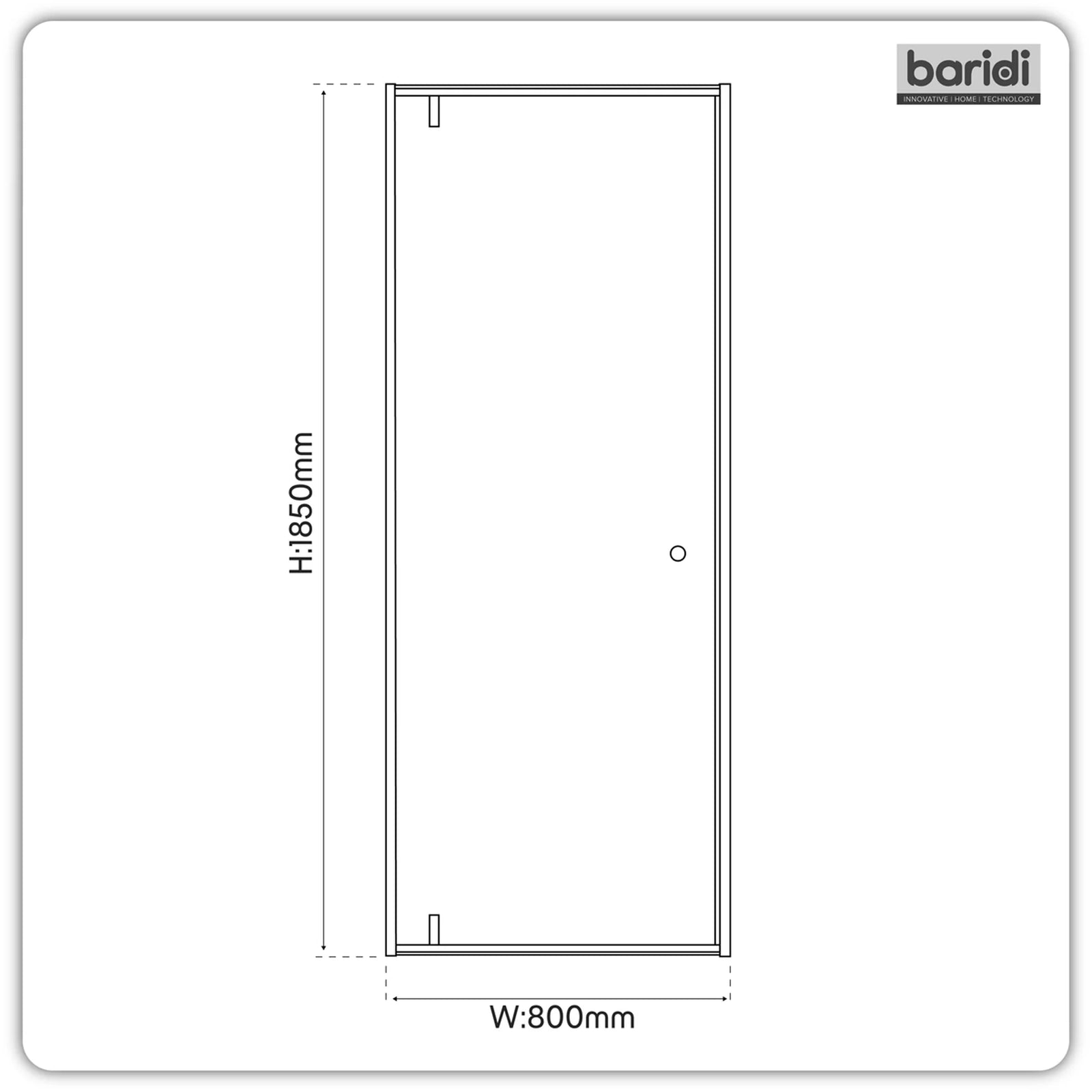 Baridi Hinged Shower Door 800 x 1850mm 6mm Tempered Glass