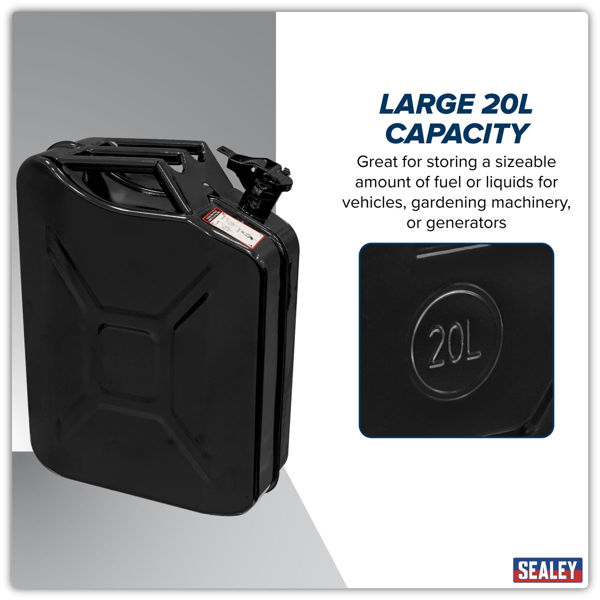 Sealey Siegen Jerry Can 20L Black Steel Fuel Container